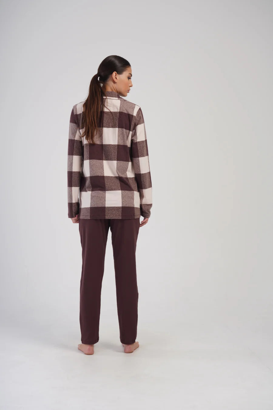 Piżama Damska Vienetta Stripes, Brązowy, r. 1XL-4XL