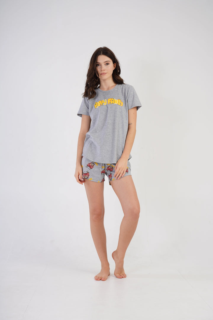 Piżama Damska Vienetta Happy Family Grey, szara, r. S-XL