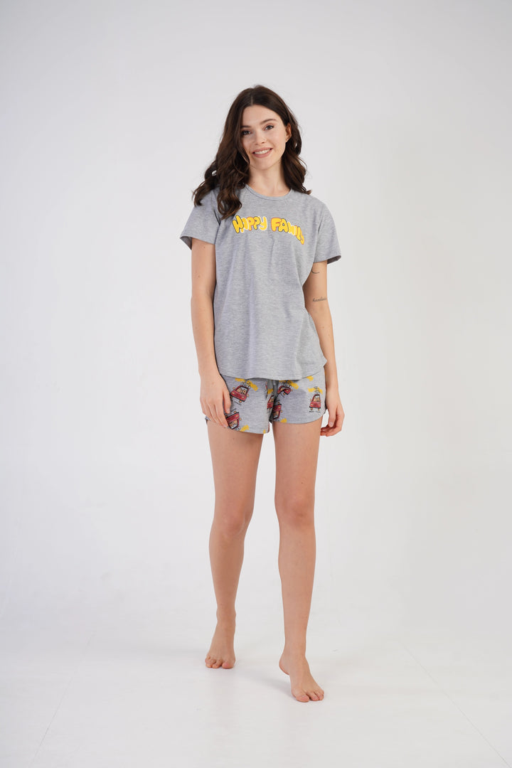 Piżama Damska Vienetta Happy Family Grey, szara, r. S-XL