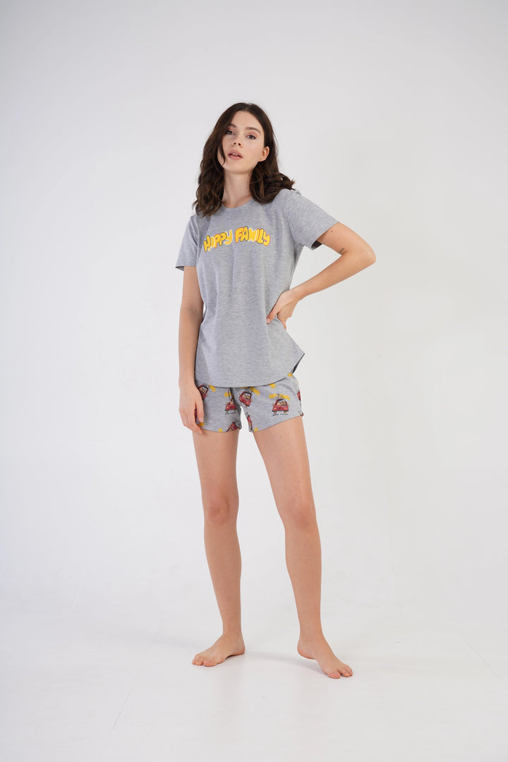 Piżama Damska Vienetta Happy Family Grey, szara, r. S-XL