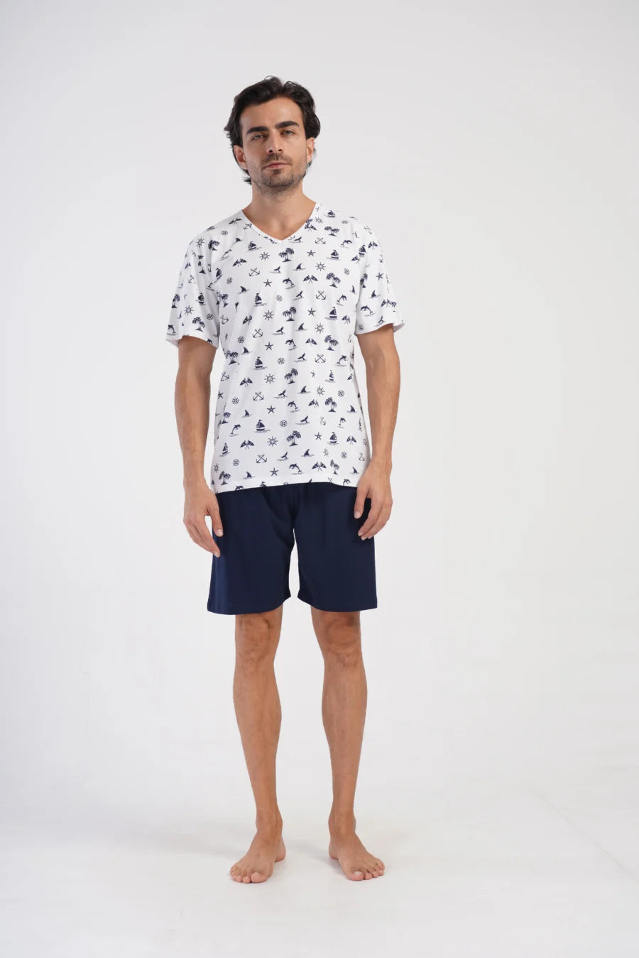 Piżama Męska Vienetta Summer, Biały, r. 1XL-4XL