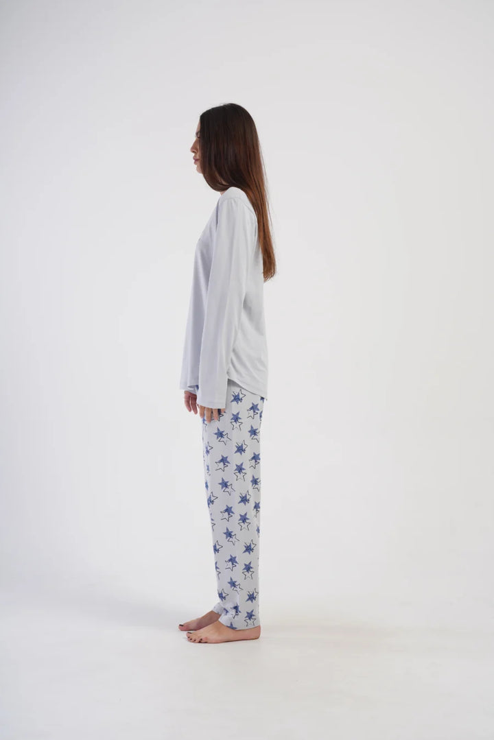 Piżama Damska Vienetta Stars, Szary, r. 5XL-7XL