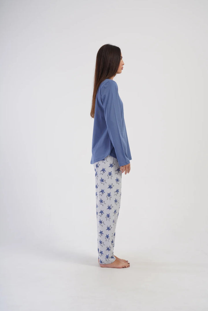 Piżama Damska Vienetta Stars, Niebieski, r. 5XL-7XL