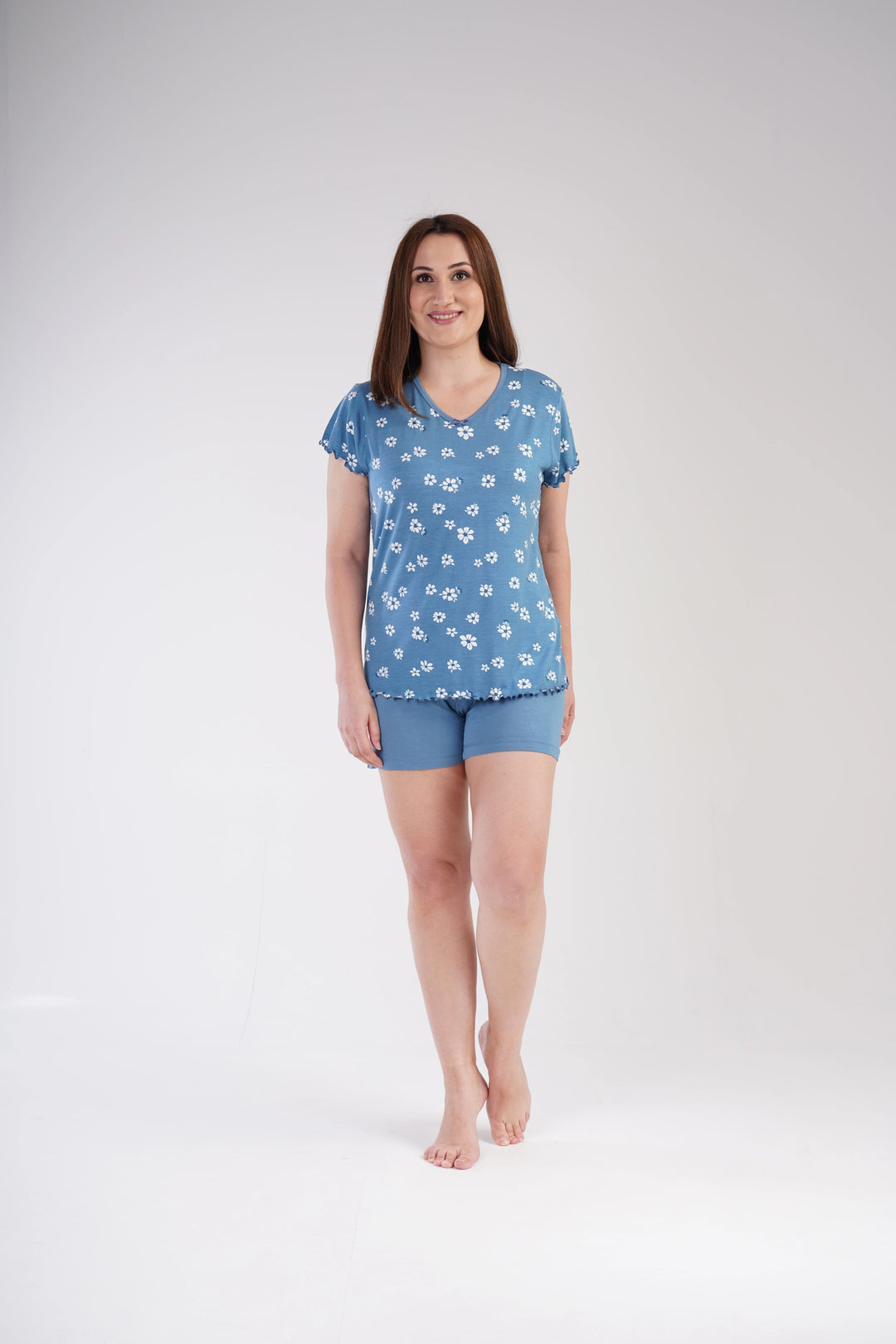 Piżama Damska Vienetta Botanical Viscose, niebieska, r. 1XL-4XL