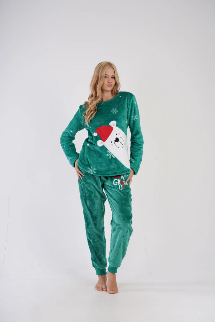 Piżama Damska Softowa Vienetta Winter grow up, Zielony, r. S-XL