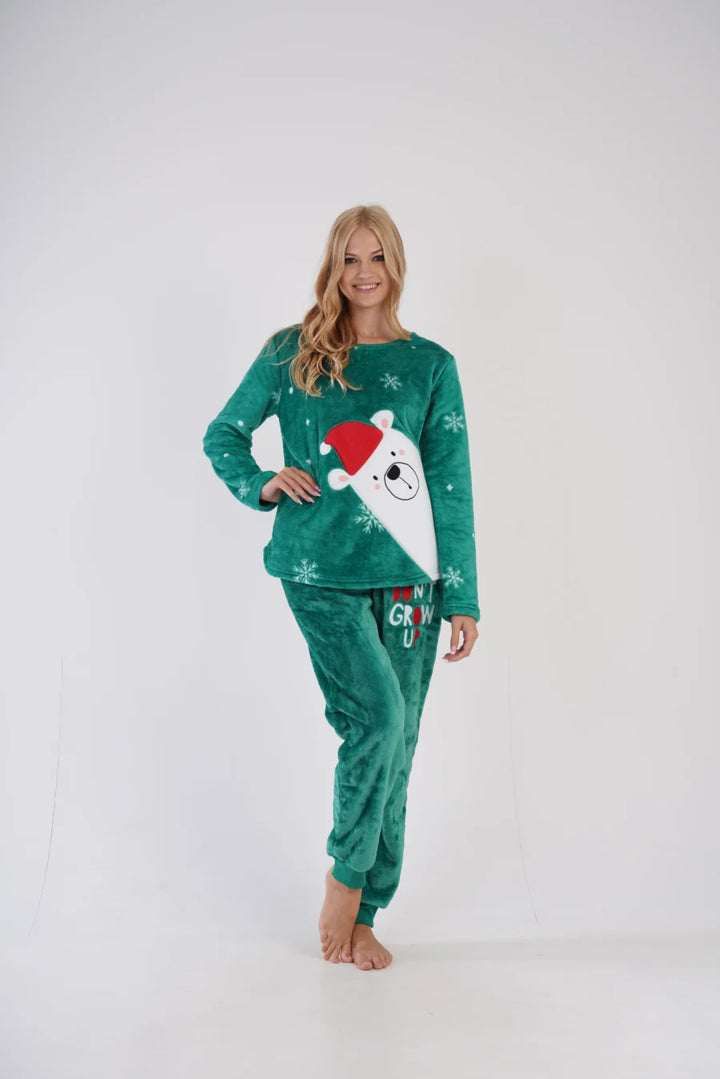 Piżama Damska Softowa Vienetta Winter grow up, Zielony, r. S-XL