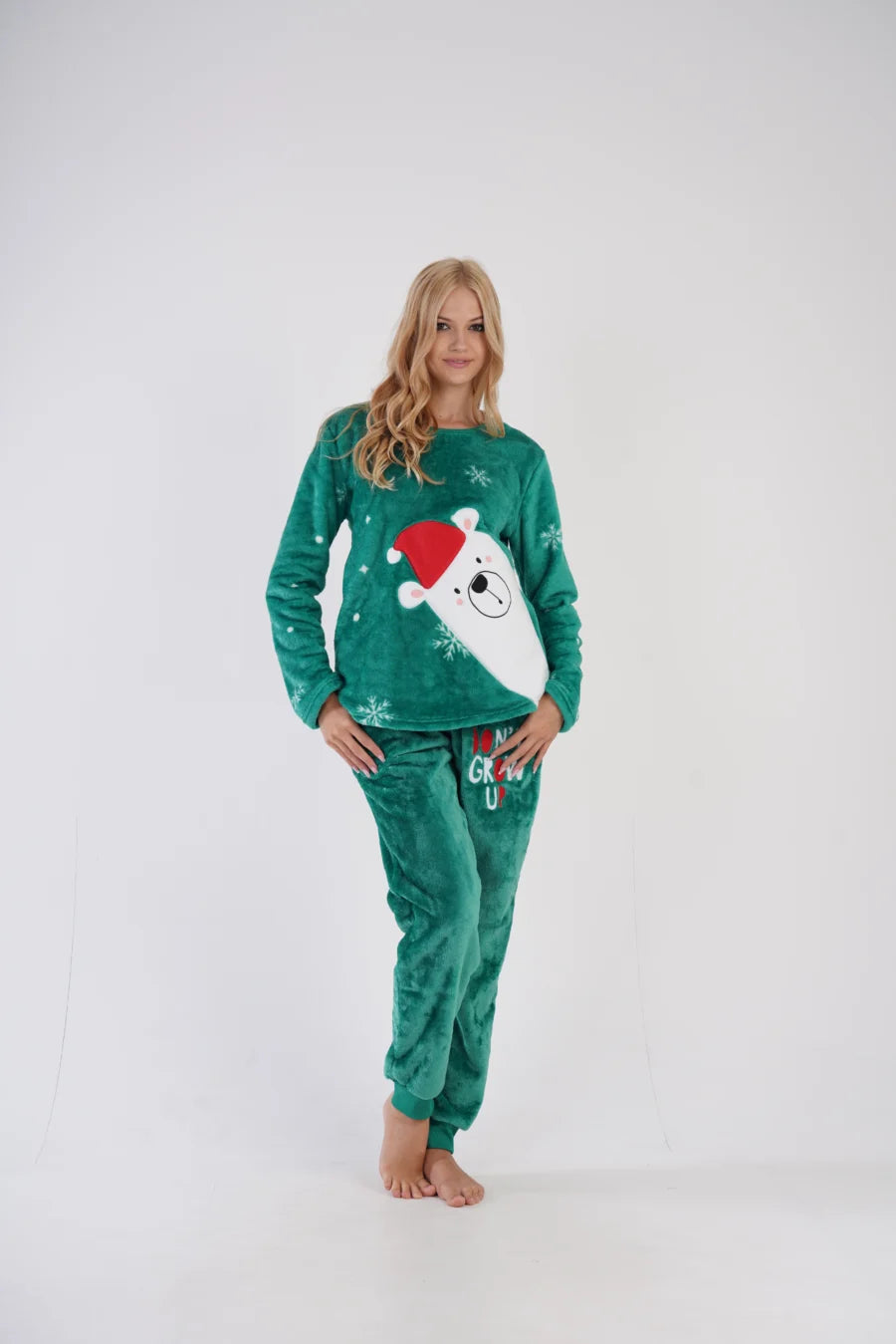 Piżama Damska Softowa Vienetta Winter grow up, Zielony, r. S-XL