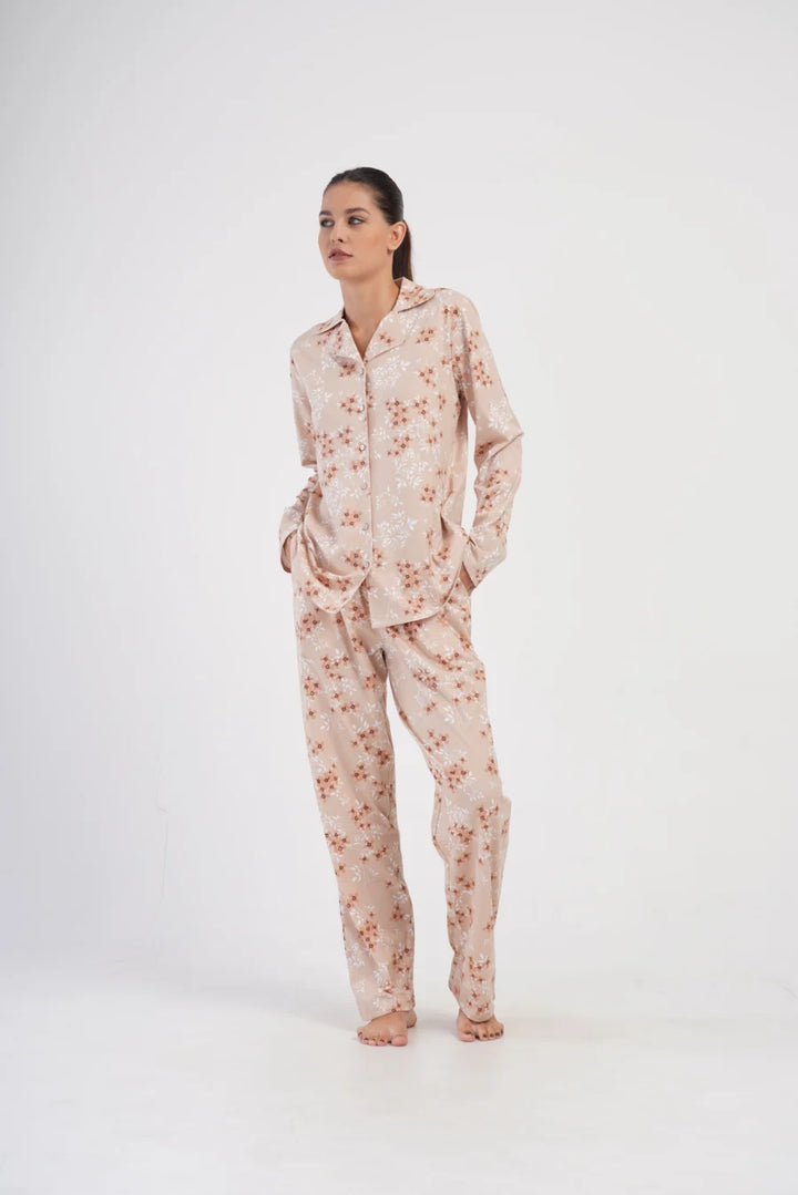 Piżama Damska Vienetta Warm Flowers, Beżowy, r. 1XL-4XL