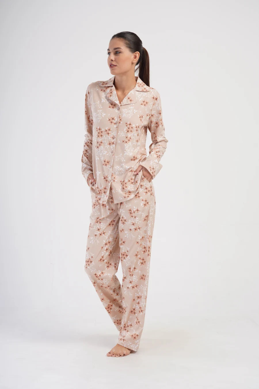 Piżama Damska Vienetta Warm Flowers, Beżowy, r. 1XL-4XL