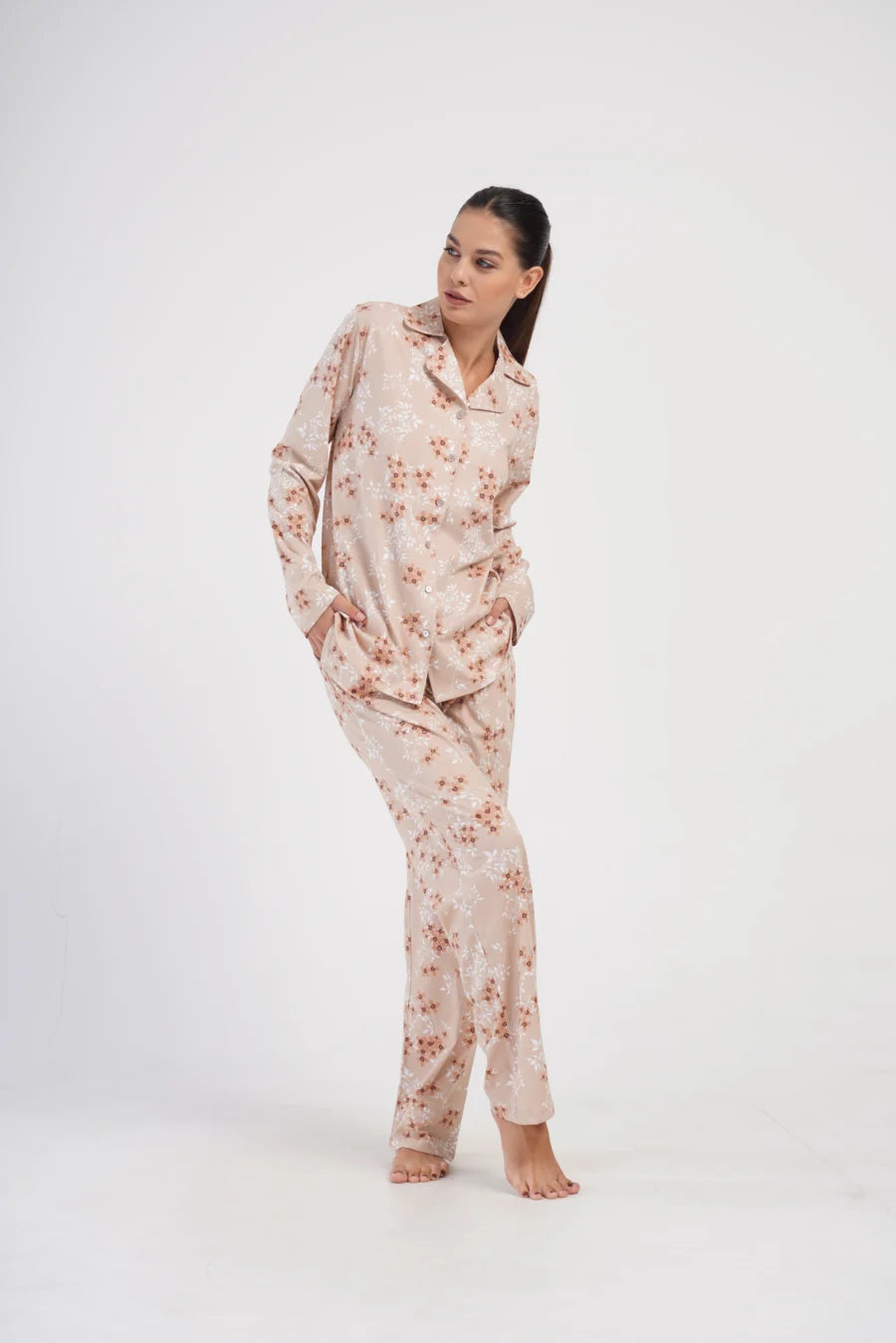 Piżama Damska Vienetta Warm Flowers, Beżowy, r. 1XL-4XL