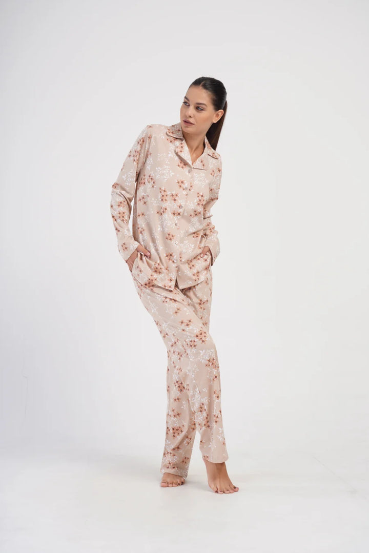 Piżama Damska Vienetta Warm Flowers, Beżowy, r. 1XL-4XL