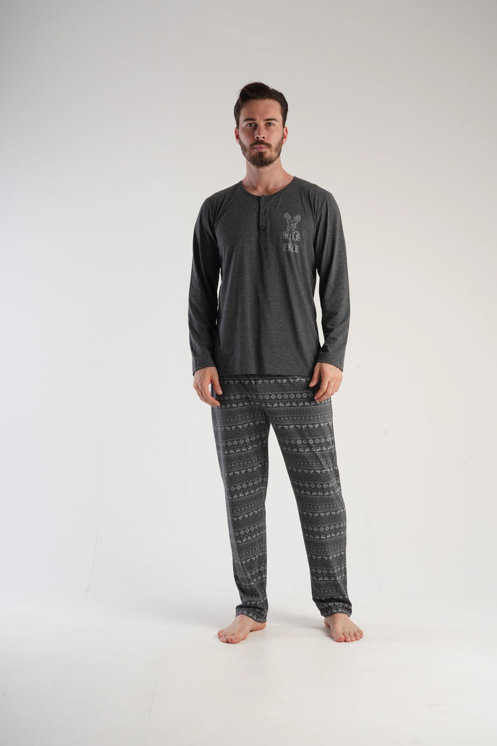 Piżama Męska Vienetta Northern Nights, grafitowa, r. 1XL-4XL