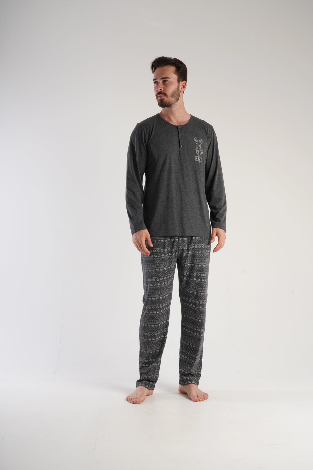 Piżama Męska Vienetta Northern Nights, grafitowa, r. 1XL-4XL