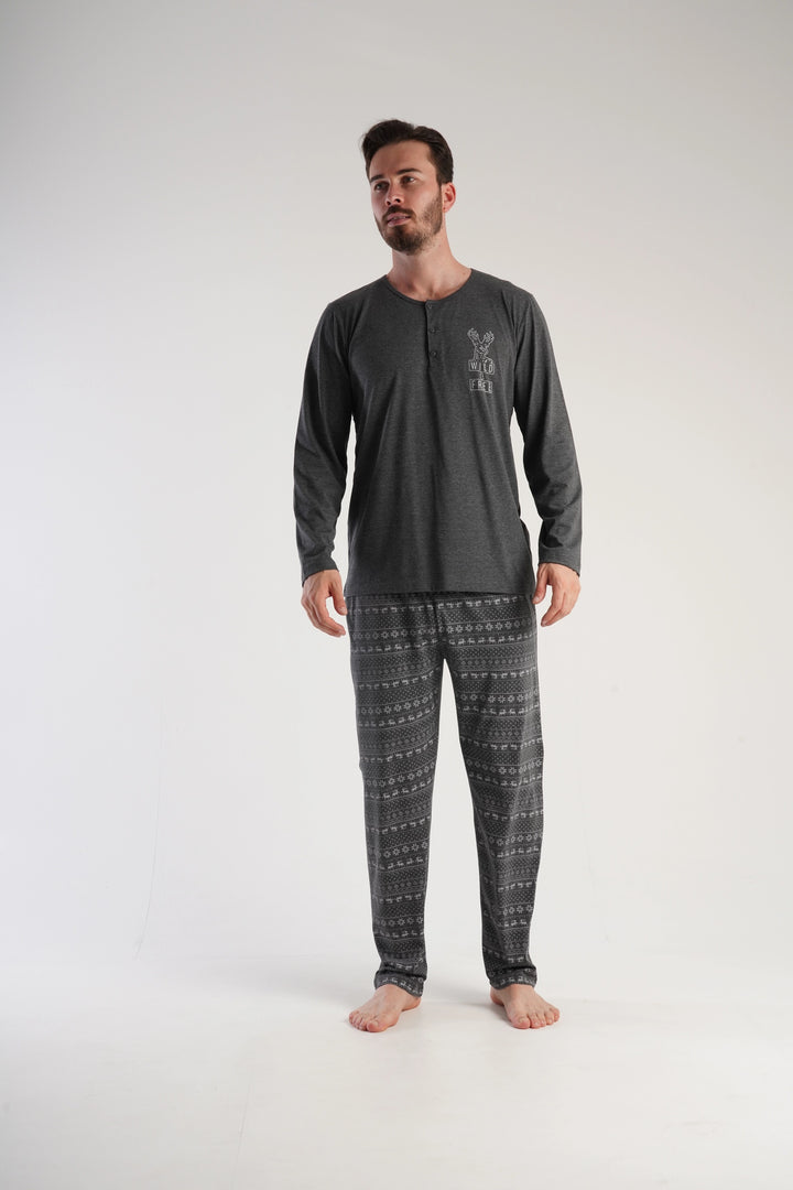 Piżama Męska Vienetta Northern Nights, grafitowa, r. 1XL-4XL