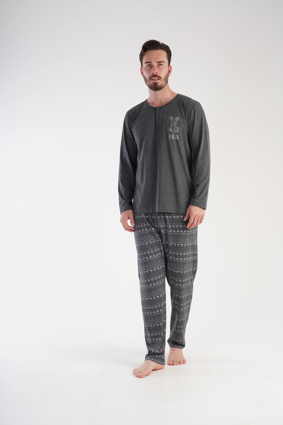 Piżama Męska Vienetta Northern Nights, grafitowa, r. 1XL-4XL