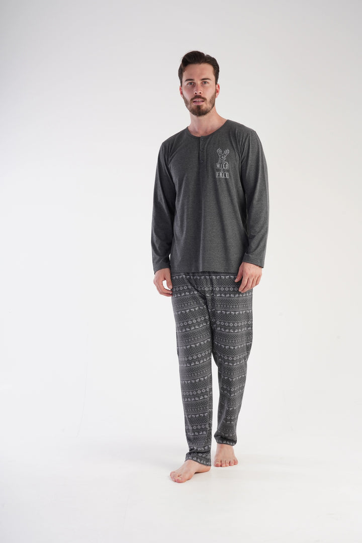 Piżama Męska Vienetta Northern Nights, grafitowa, r. 1XL-4XL