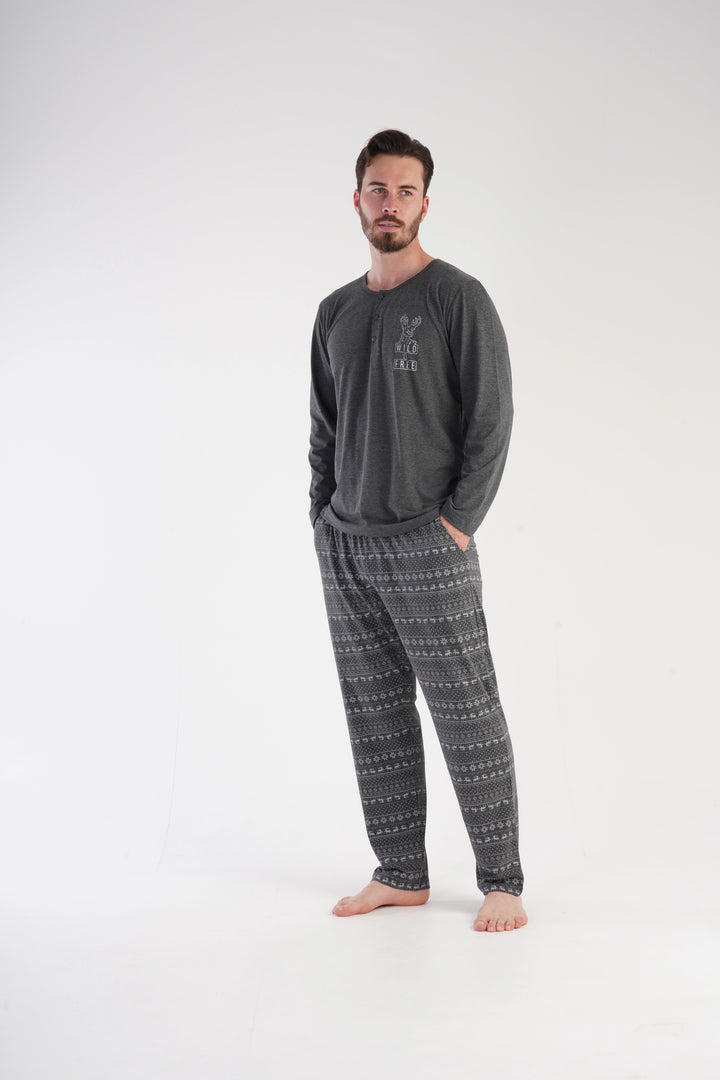 Piżama Męska Vienetta Northern Nights, grafitowa, r. 1XL-4XL