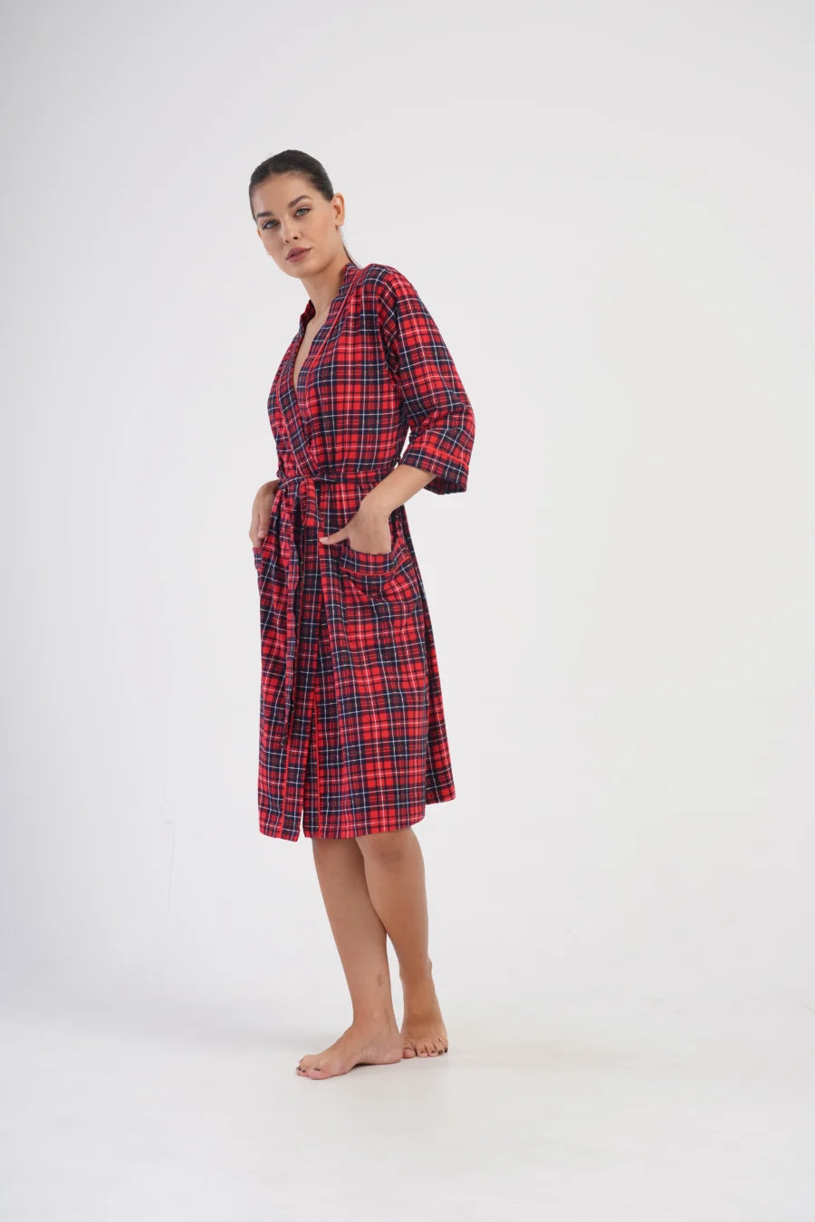 Szlafrok damski Red Stipes, Czerwony, r. L-XXL