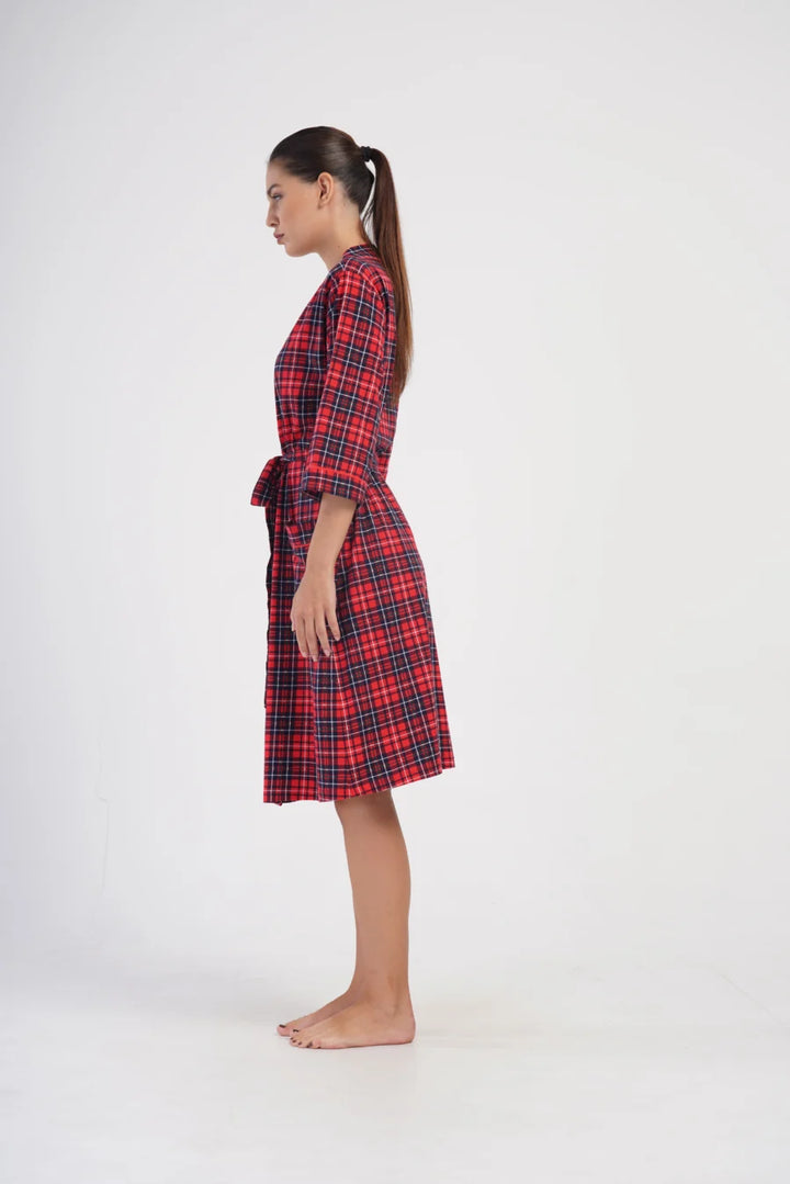 Szlafrok damski Red Stipes, Czerwony, r. L-XXL