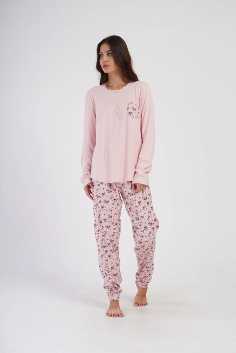 Piżama Damska Vienetta Pink Garden, Różowy, r. 1XL-4XL