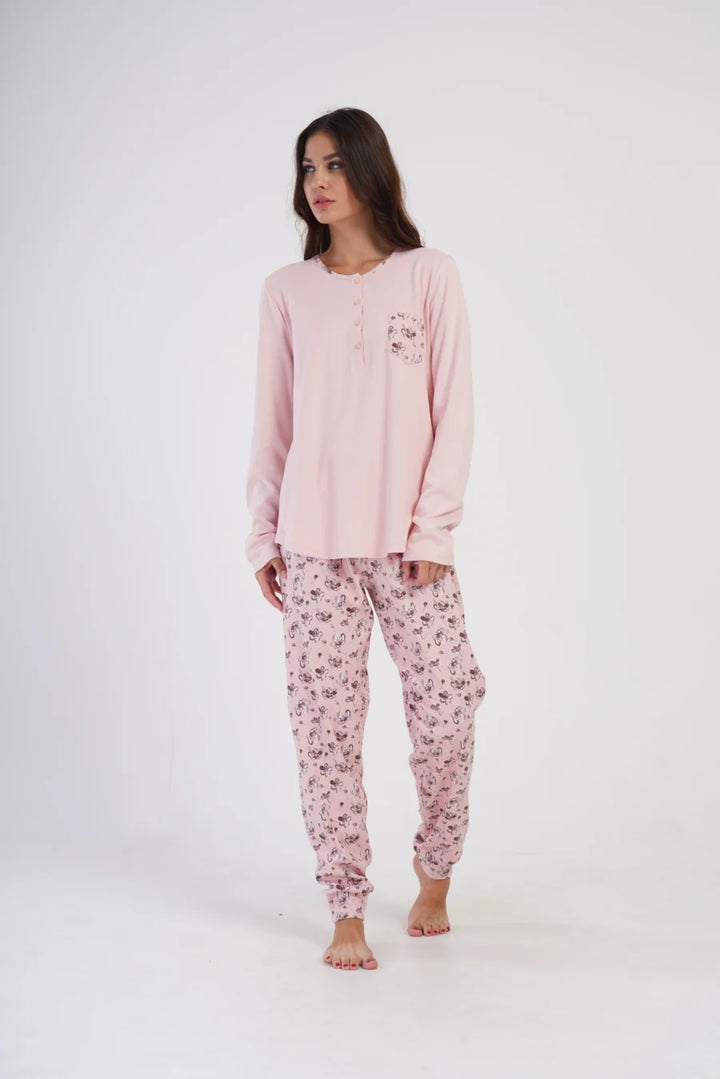 Piżama Damska Vienetta Pink Garden, Różowy, r. 1XL-4XL