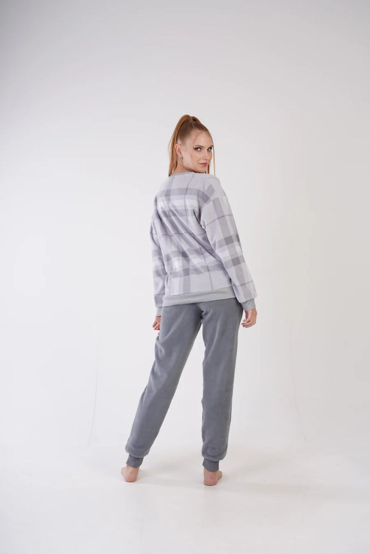 Piżama Damska Polarowa Vienett Penguin, Szary, r. S-XL