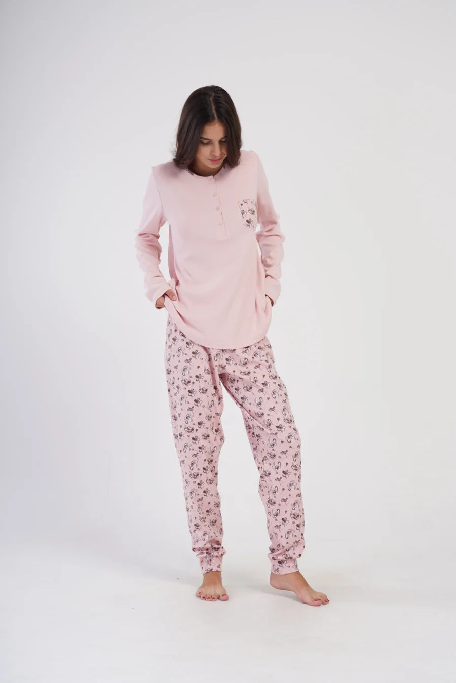 Piżama Damska Vienetta Pink Garden, Różowy, r. 1XL-4XL