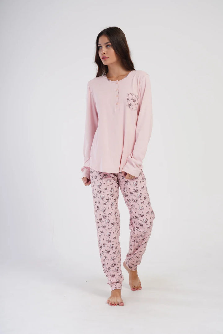 Piżama Damska Vienetta Pink Garden, Różowy, r. 1XL-4XL