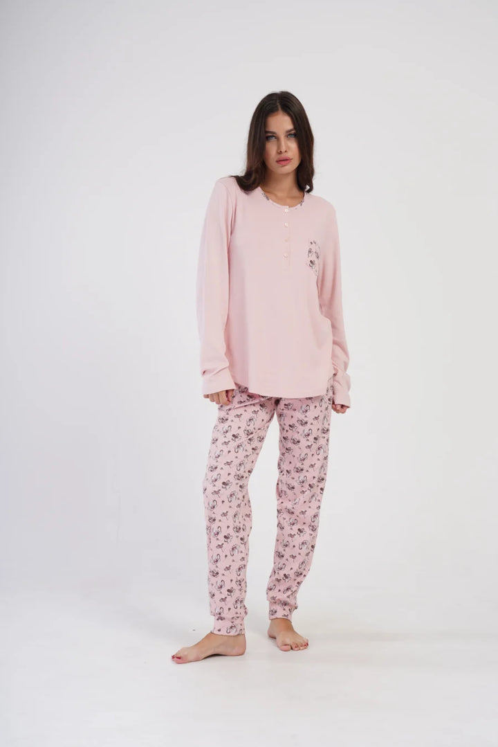 Piżama Damska Vienetta Pink Garden, Różowy, r. 1XL-4XL