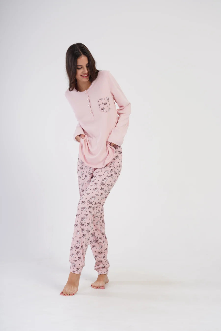 Piżama Damska Vienetta Pink Garden, Różowy, r. 1XL-4XL