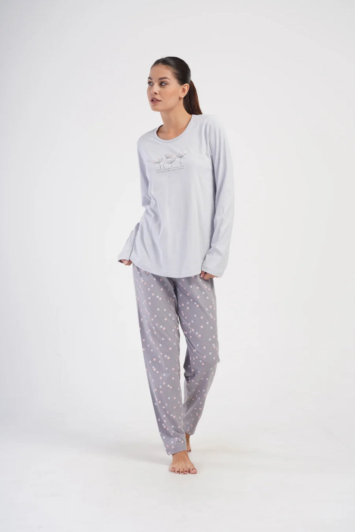 Piżama Damska Vienetta Flower Field, Szary, r. 1XL-4XL