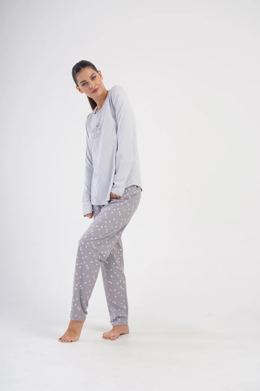 Piżama Damska Vienetta Flower Field, Szary, r. 1XL-4XL