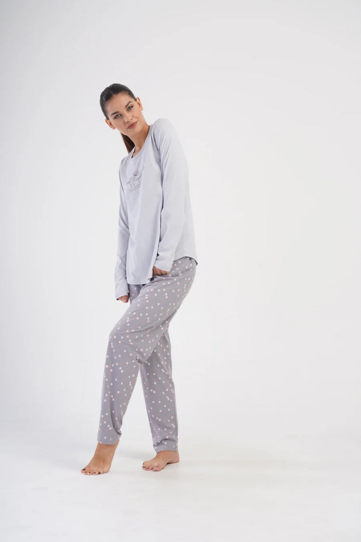 Piżama Damska Vienetta Flower Field, Szary, r. 1XL-4XL