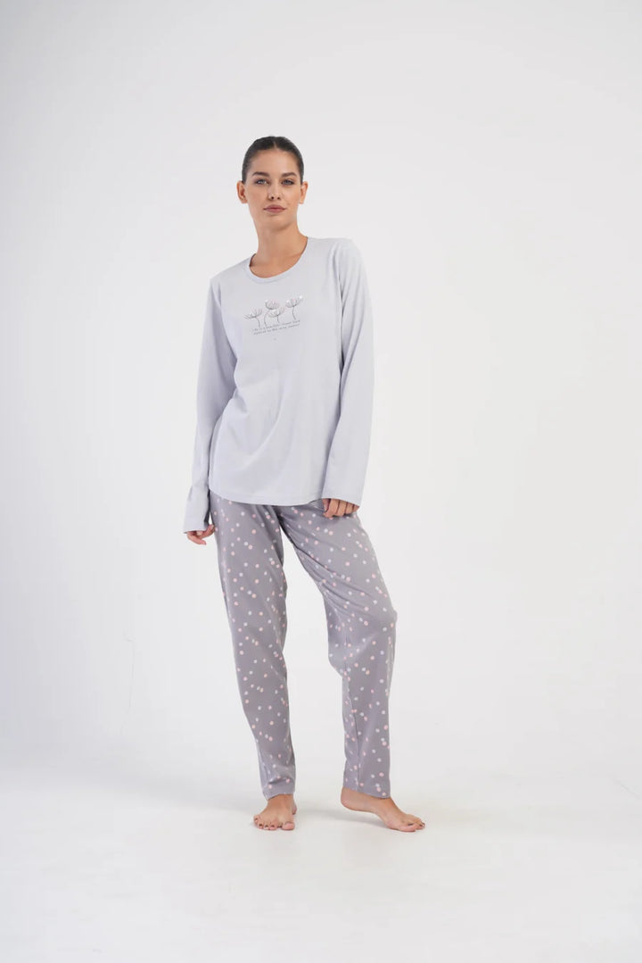 Piżama Damska Vienetta Flower Field, Szary, r. 1XL-4XL