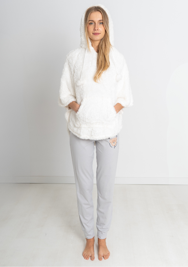Szlafrok Damski Bluza Vienetta White Bear, Biały, r. OneSize