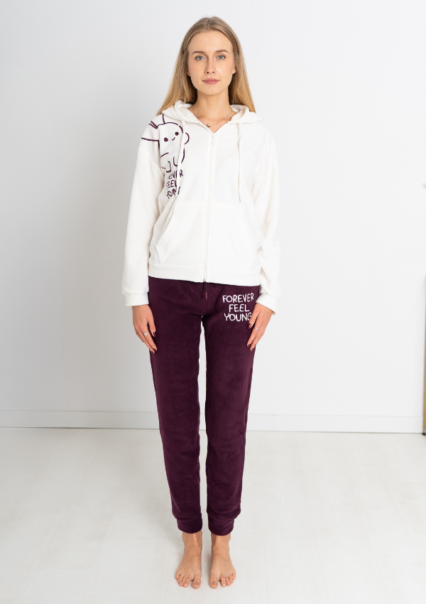 Piżama Damska Polarowa Vienetta Bunny Hug, Biały, r. S-XL