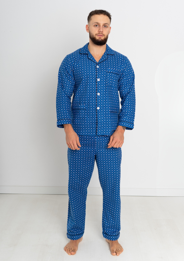Piżama Męska Flannel Classic, Niebieski, r. M- 5XL