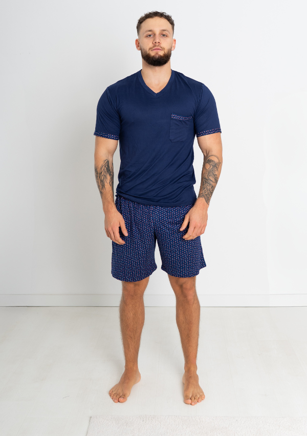 Piżama Męska Navy Dream, Granatowy, r. M-XXXL