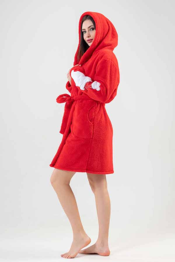 Szlafrok damski Vienetta Red Vibes, czerwony, r. S-L