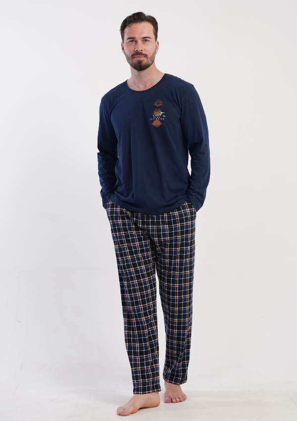 Piżama Męska Vienetta Classic Comfort, Granatowy, r. 1XL-4XL