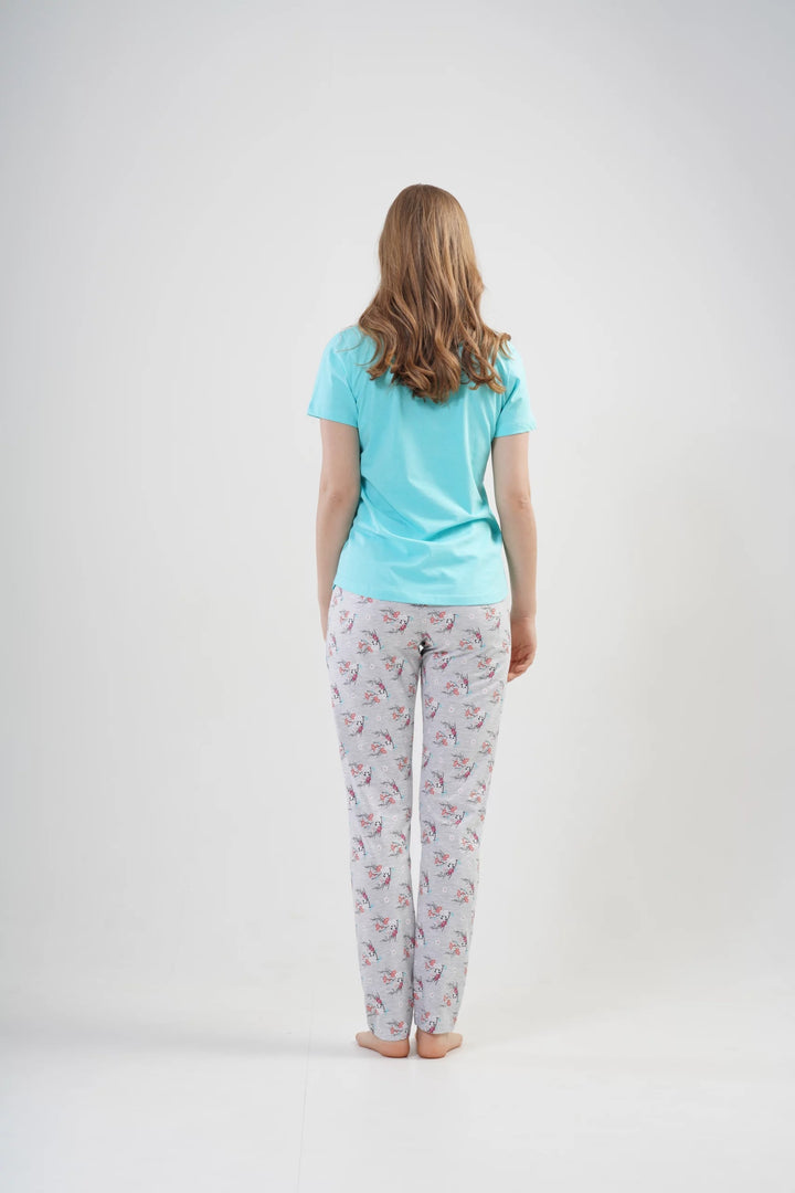 Piżama Damska Vienetta First Milk Blue, niebiesko-szara, r. S-XL