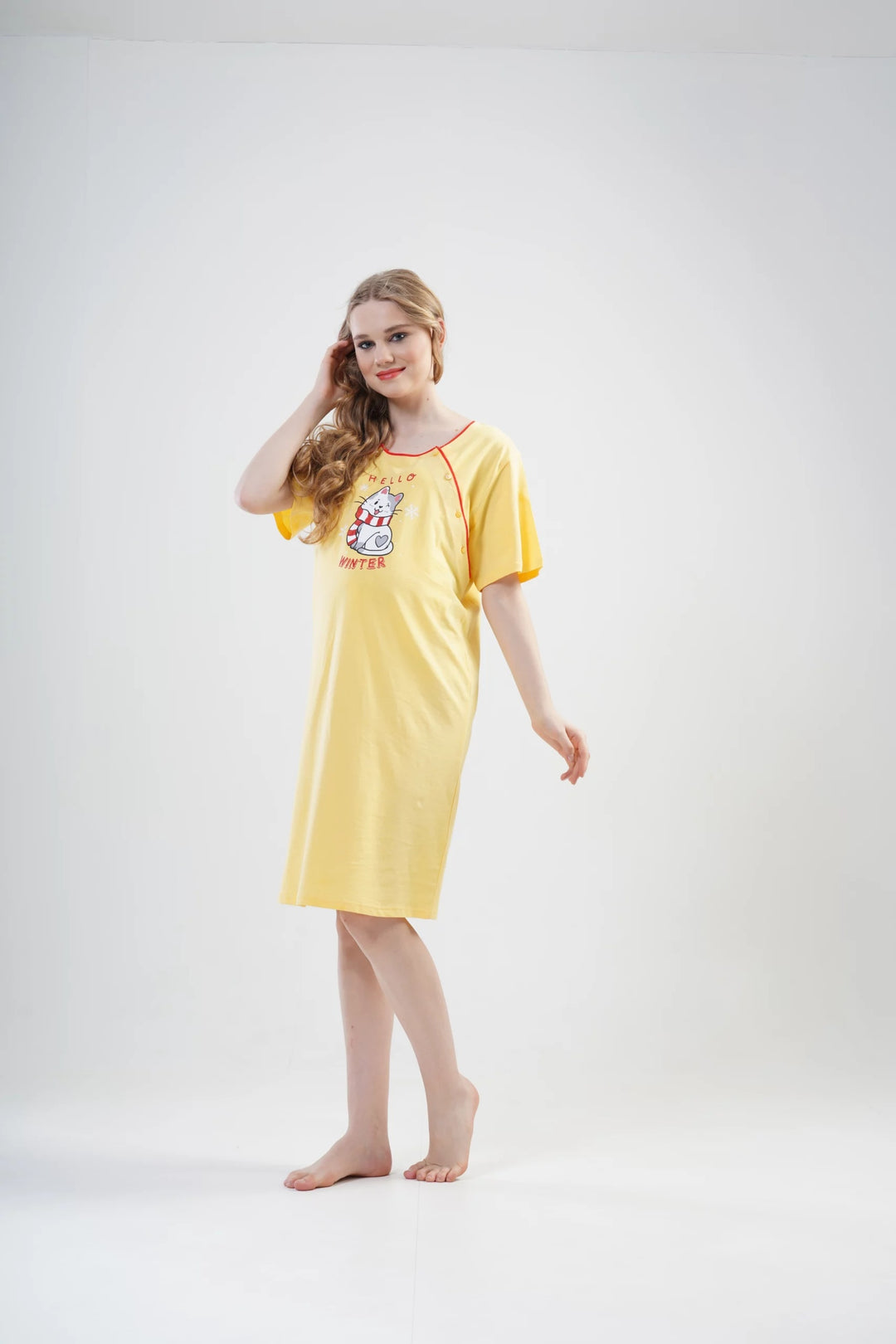 Koszula do Karmienia Vienetta Winter Kitty MAMA, Żółta, r. S-XL