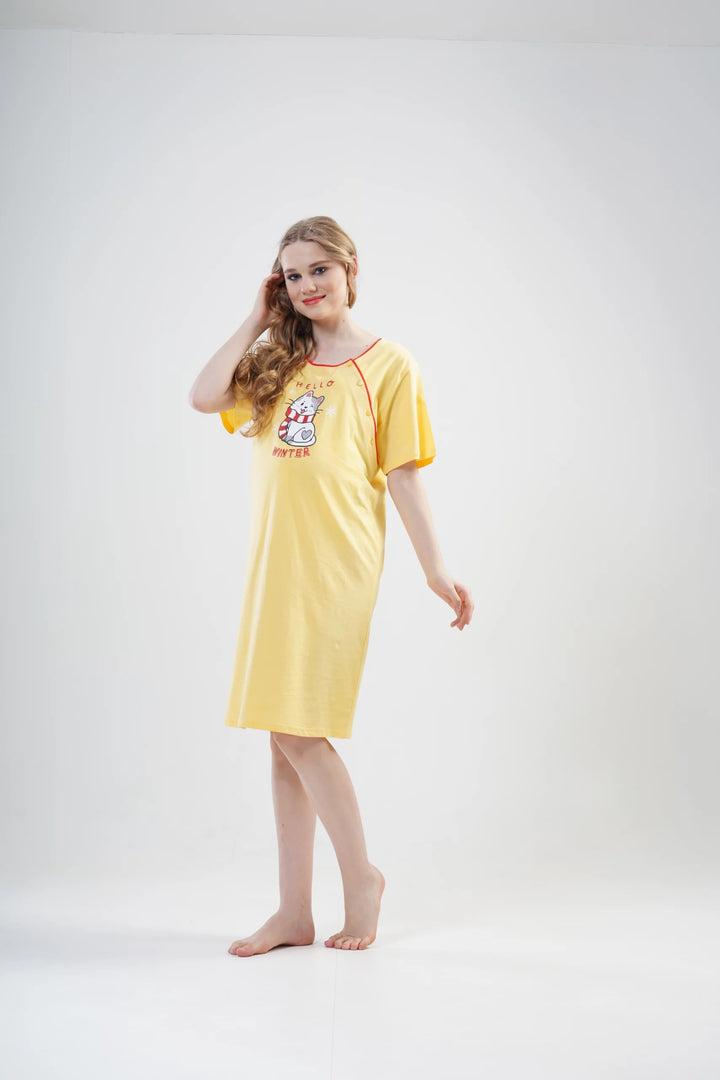 Koszula do Karmienia Vienetta Winter Kitty MAMA, Żółta, r. S-XL