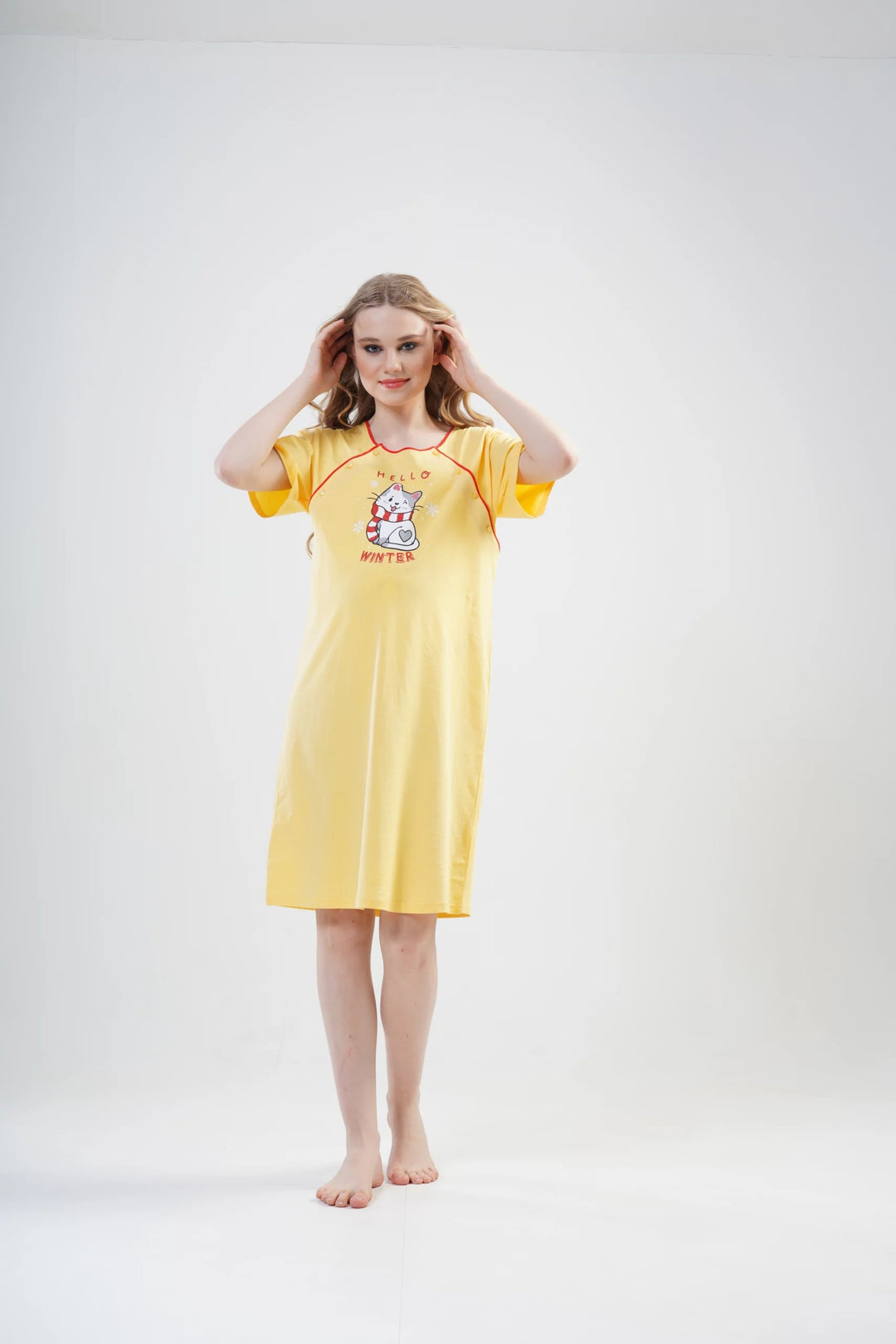 Koszula do Karmienia Vienetta Winter Kitty MAMA, Żółta, r. S-XL