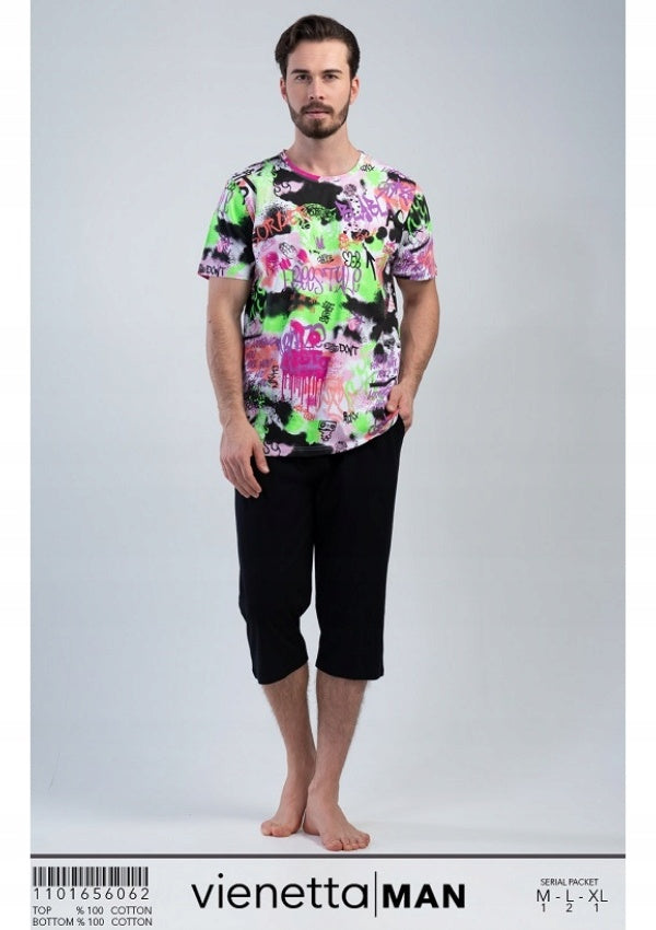 Piżama Męska Vienetta, Freestyle, Kolorowa, r. S-XL