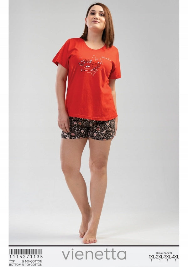 Piżama Damska Vienetta, All Red, Czerwony, r. 1XL-4XL image 1