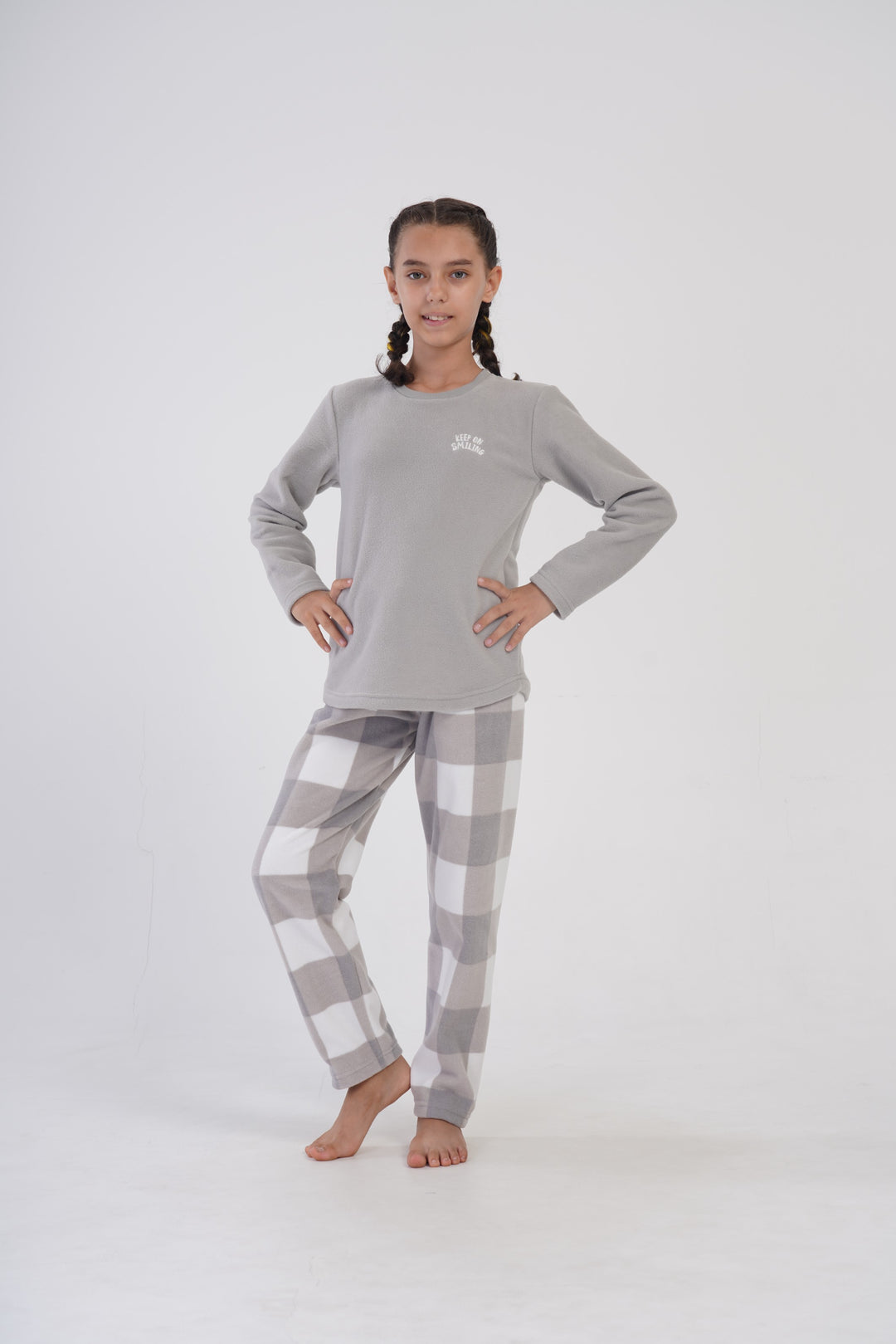 Piżama dziewczęca Vienetta Warm dream, Szary, r. 134-164