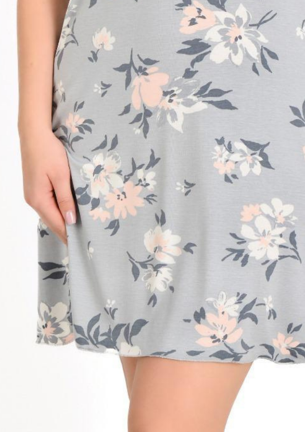 Koszula Nocna Soft Bloom, Szary, r. M - 3XL image 3