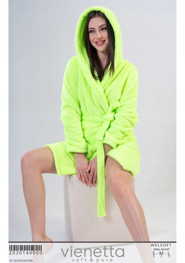 Szlafrok damski Vienetta, Alien, Zielony Neon, r. S-L