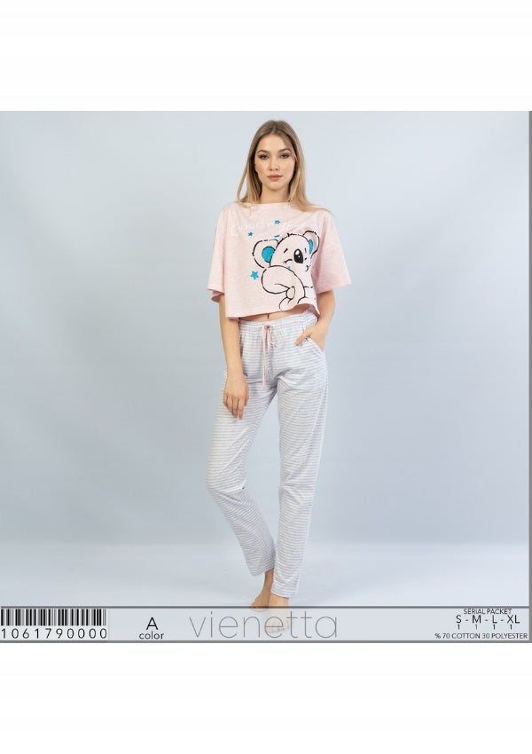 Piżama Damska Vienetta, Good Night, Różowa, r. S-XL image 5